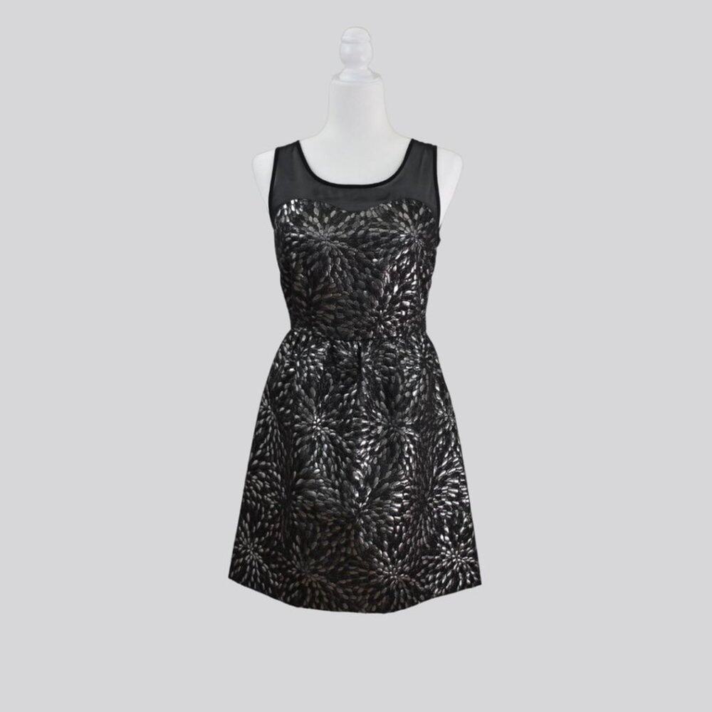 ELLE Women's Mini Dress Size 4 Black & Silver